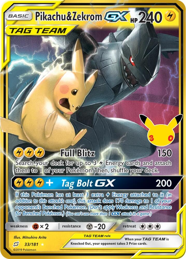 Pikachu & Zekrom GX (33/181) [ME: 30th Celebration Classic Collection]