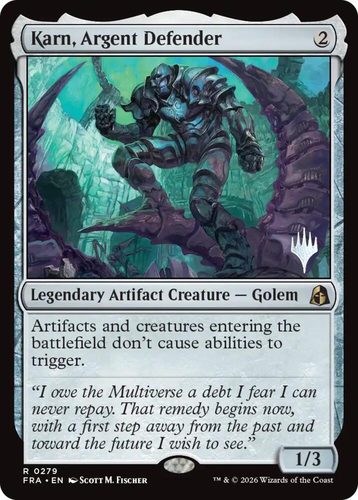 Karn, Argent Defender (279) [Reality Fracture Promos]