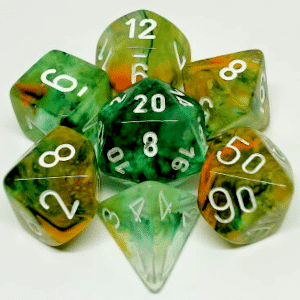 CHX27555 Nebula Luminary Spring w/White Polyhedral 7pc dice set image 1