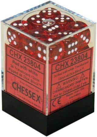 CHX23804 36D6 Translucent Red / White 12mm image 0