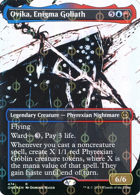Ovika, Enigma Goliath (474) [Phyrexia: All Will Be One] [Showcase, Borderless]