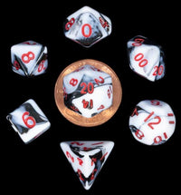 MDG MINI MARBLED BLACK W/ WHITE &amp; RED 7 POLY SET image 0