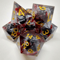 Liquid Core Death's Head Red with Gold liquid 7p Polyhedral Dice Set image 0