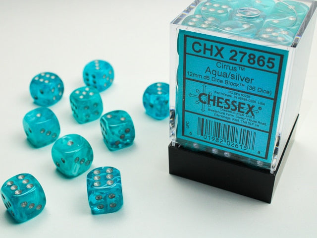 CHX27865 Cirrus Aqua/Silver 36 D6  Dice image 0