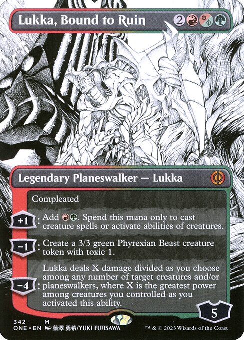Lukka, Bound to Ruin (342) [Phyrexia: All Will Be One] [Showcase, Borderless]