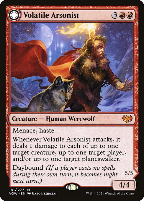 Volatile Arsonist // Dire-Strain Anarchist (181) [Innistrad: Crimson Vow]