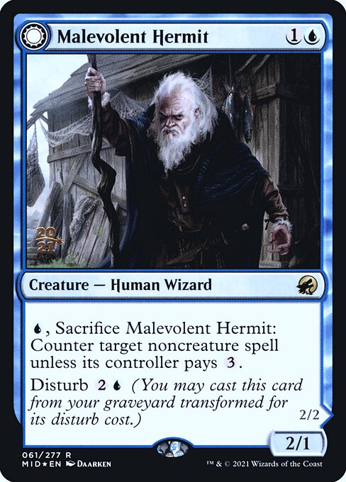 Malevolent Hermit // Benevolent Geist (61s) [Innistrad: Midnight Hunt Promos]