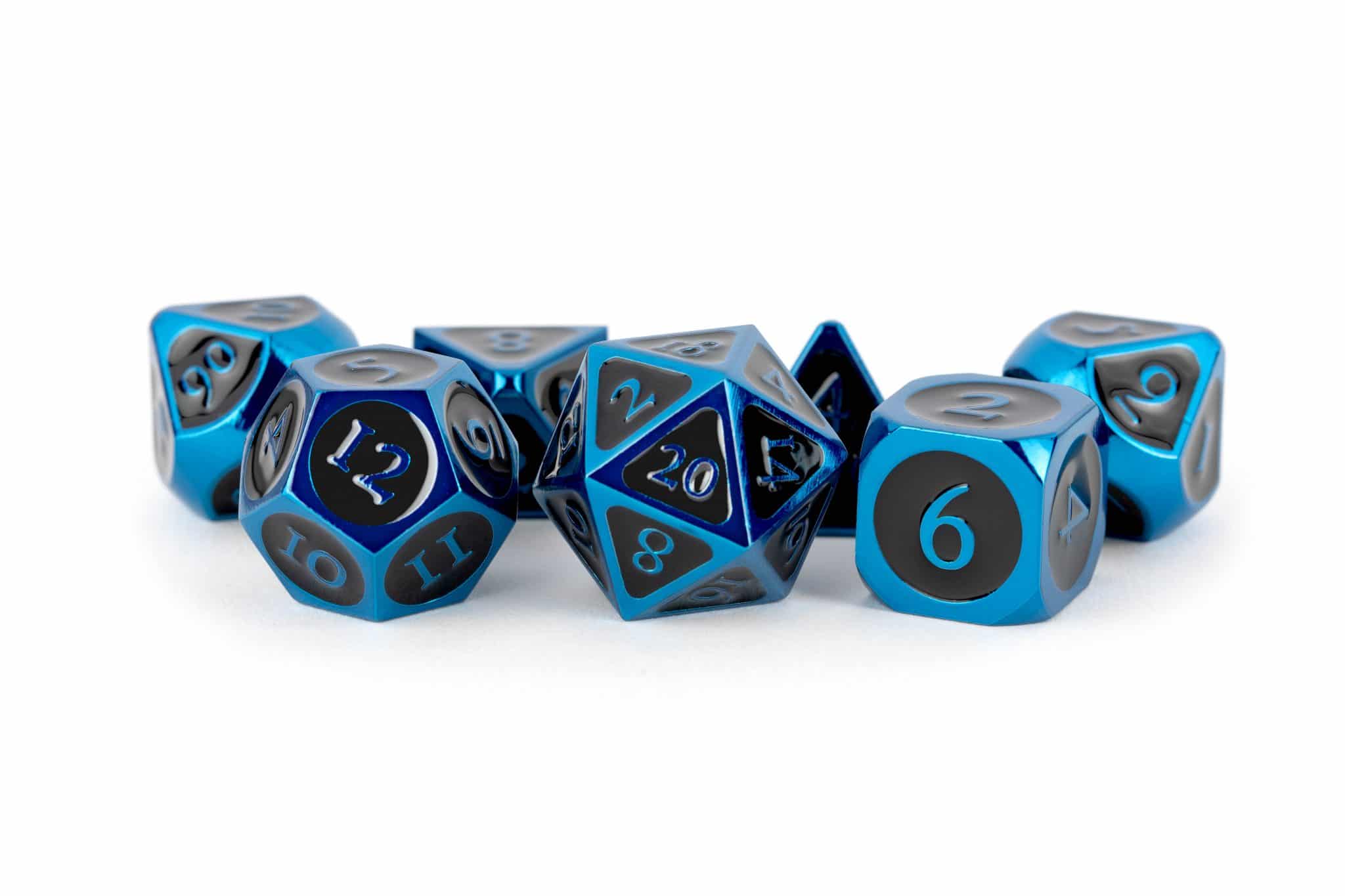 Blue with Black Enamel Polyhedral Dice Set image 0