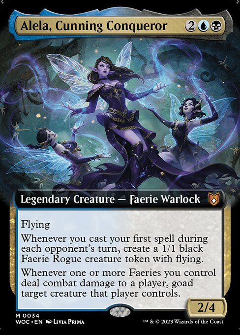Alela, Cunning Conqueror (34) [Wilds of Eldraine Commander] [Extended Art]
