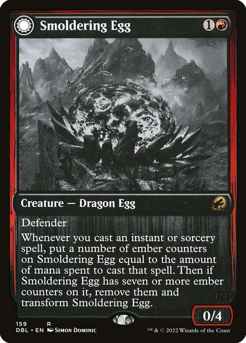 Smoldering Egg // Ashmouth Dragon (159) [Innistrad: Double Feature]
