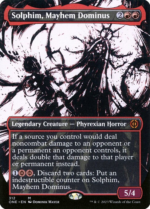 Solphim, Mayhem Dominus (312) [Phyrexia: All Will Be One] [Showcase, Borderless]