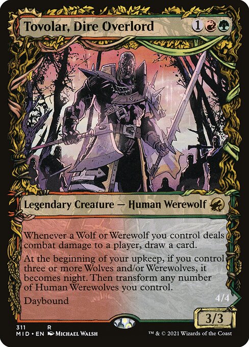 Tovolar, Dire Overlord // Tovolar, the Midnight Scourge (311) [Innistrad: Midnight Hunt] [Showcase]