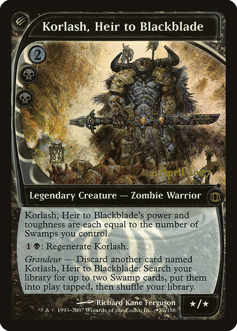 Korlash, Heir to Blackblade (87★) [Future Sight Promos]