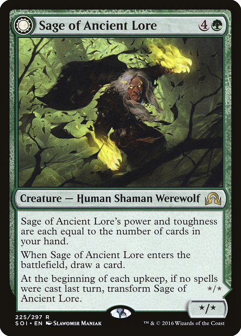 Sage of Ancient Lore // Werewolf of Ancient Hunger (225) [Shadows over Innistrad]