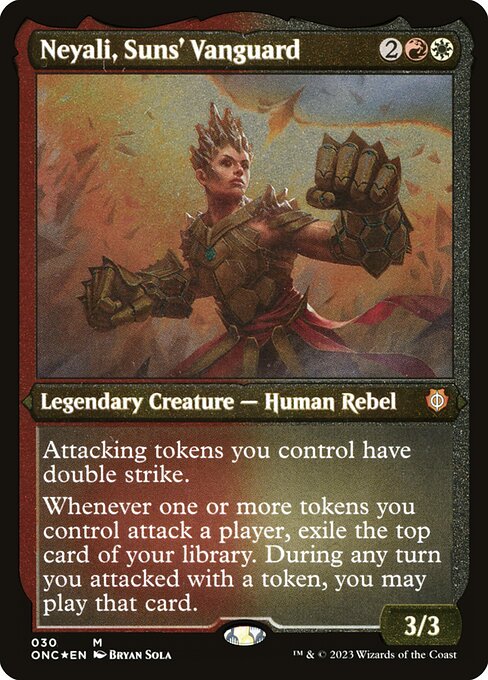 Neyali, Suns' Vanguard (30) [Phyrexia: All Will Be One Commander] [Etched]
