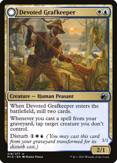 Devoted Grafkeeper // Departed Soulkeeper (218) [Innistrad: Midnight Hunt]