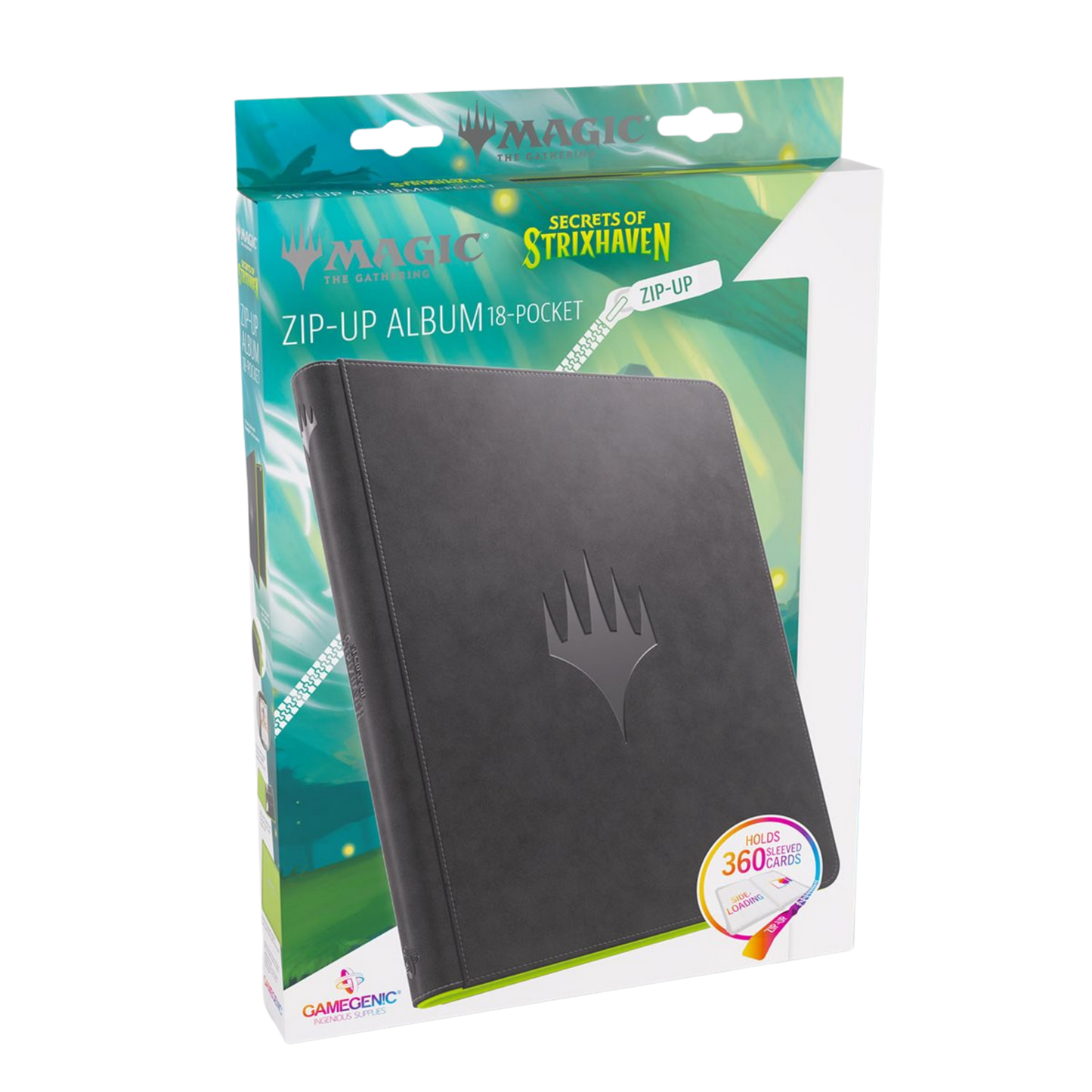 Gamegenic Secrets of Strixhaven: Black/Green Binder 18 Pocket Zip-Up Album