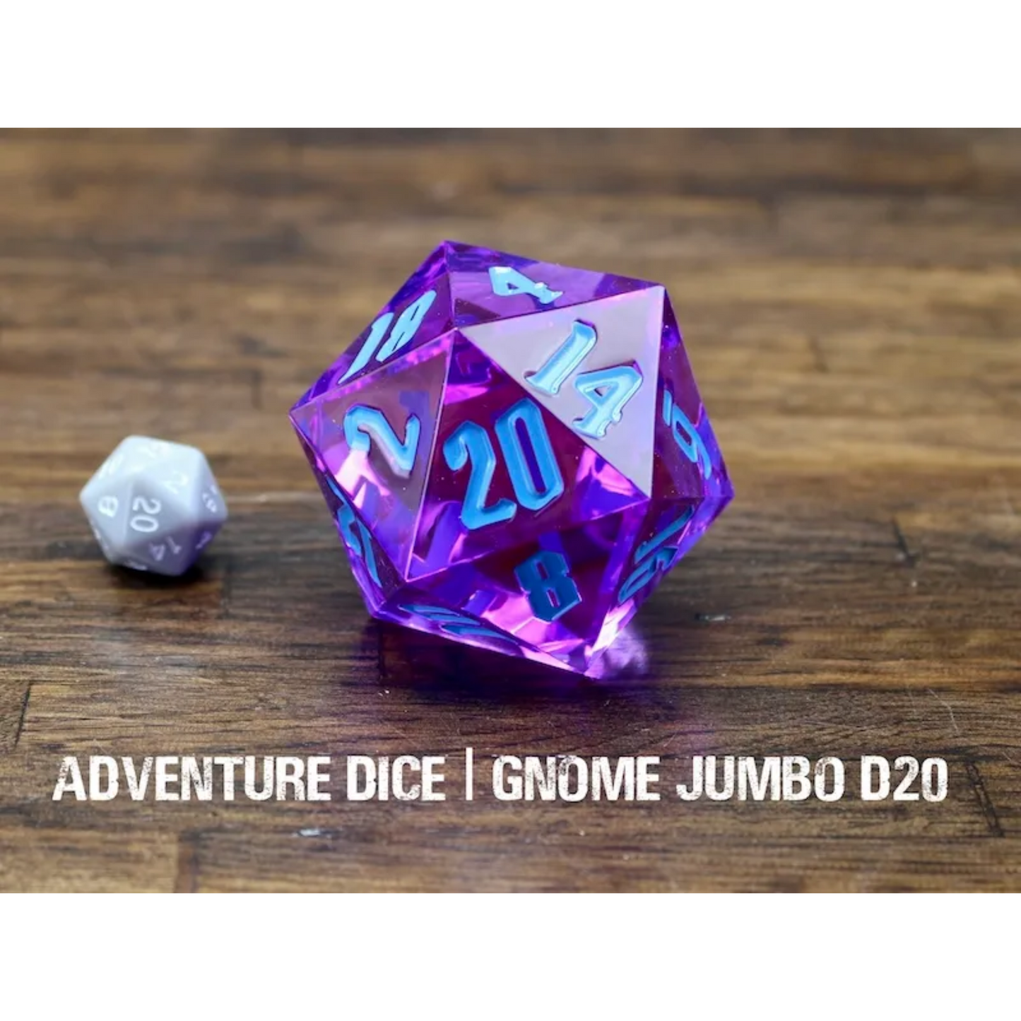 Gnome Jumbo Purple/Blue Translucent d20 Adventure Dice
