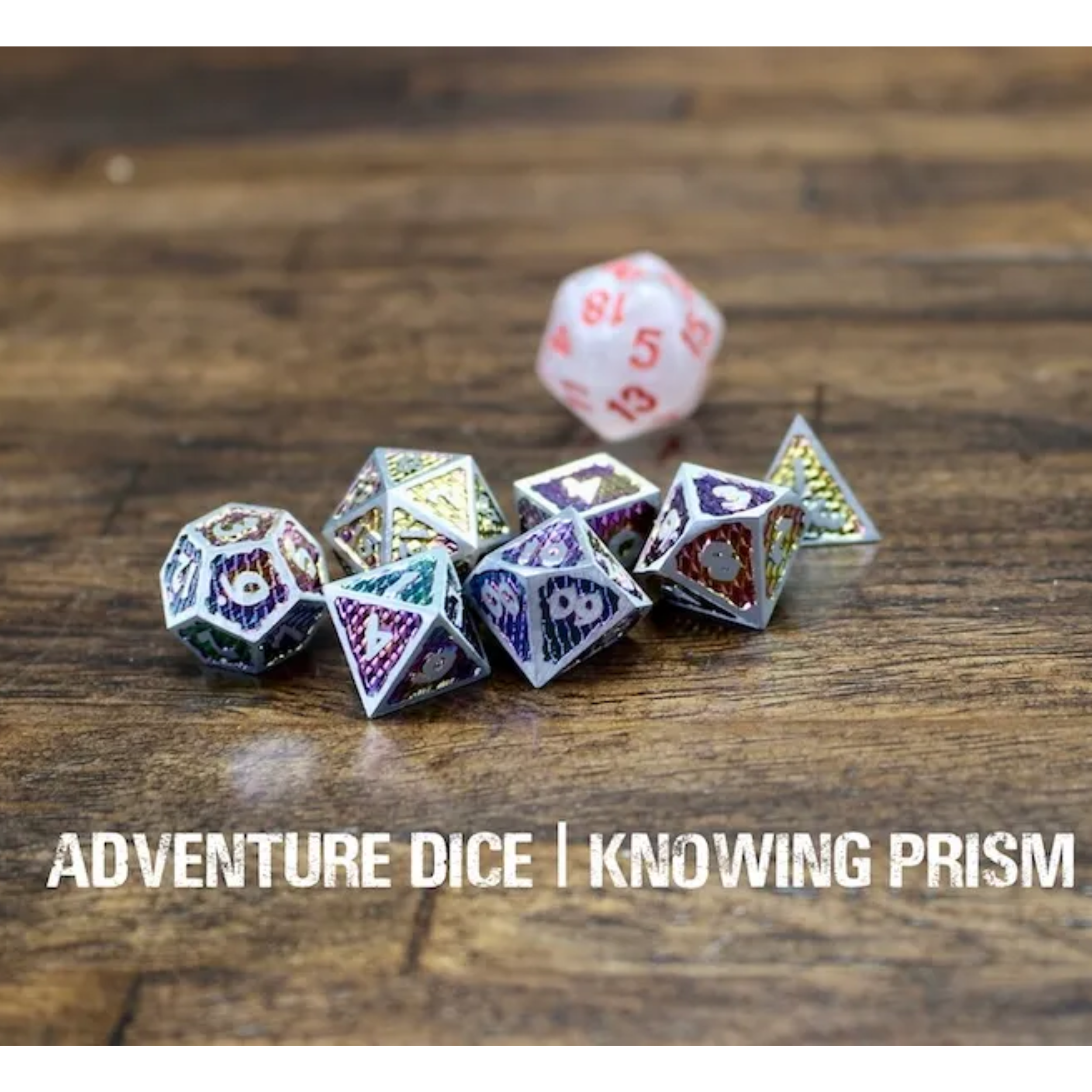 Knowing Prism Metal Rainbow Scale Dice Set Adventure Dice