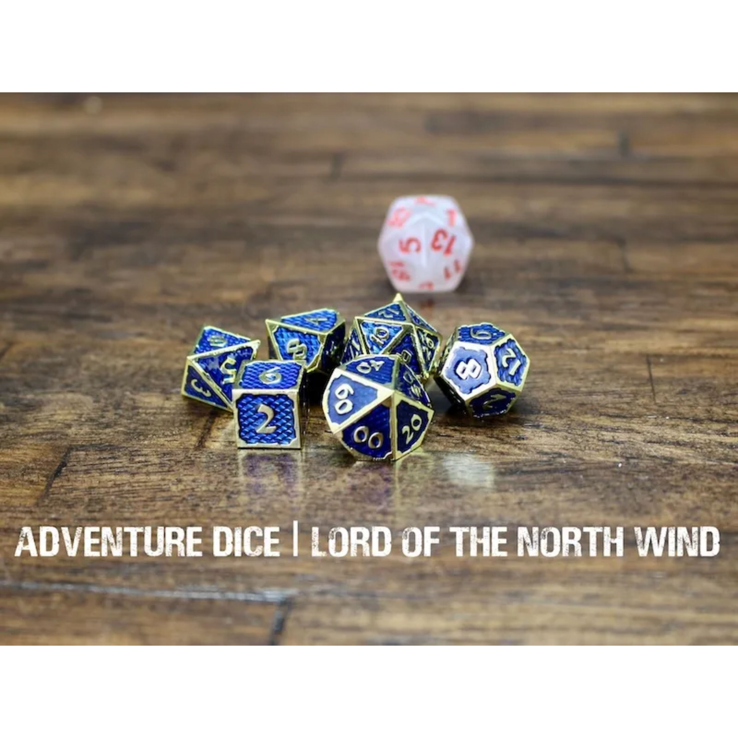 Lord of the North Wind Metal Blue/Gold Dice Set Adventure Dice