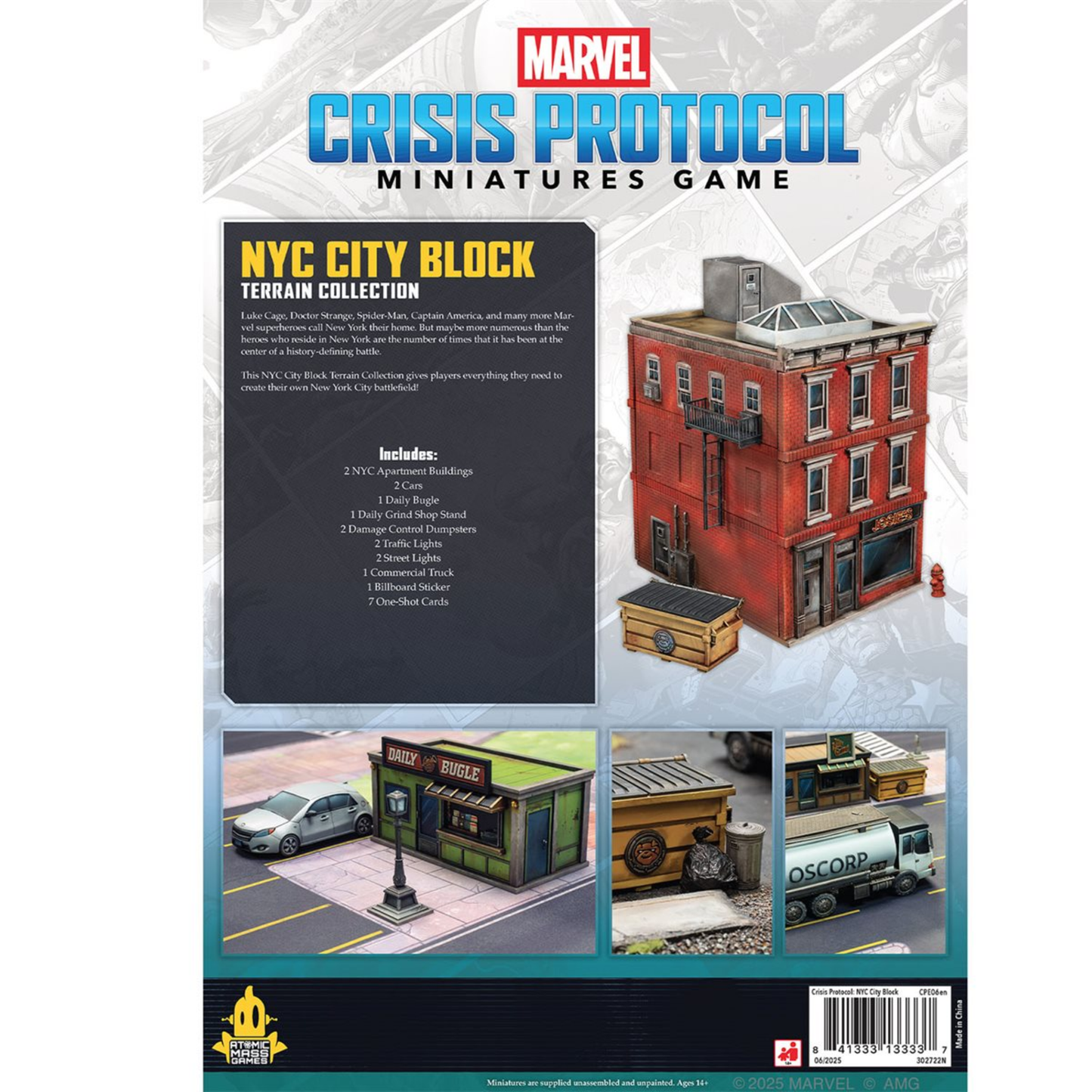 Marvel Crisis Protocol miniatures game packaging with NYC City Block terrain collection