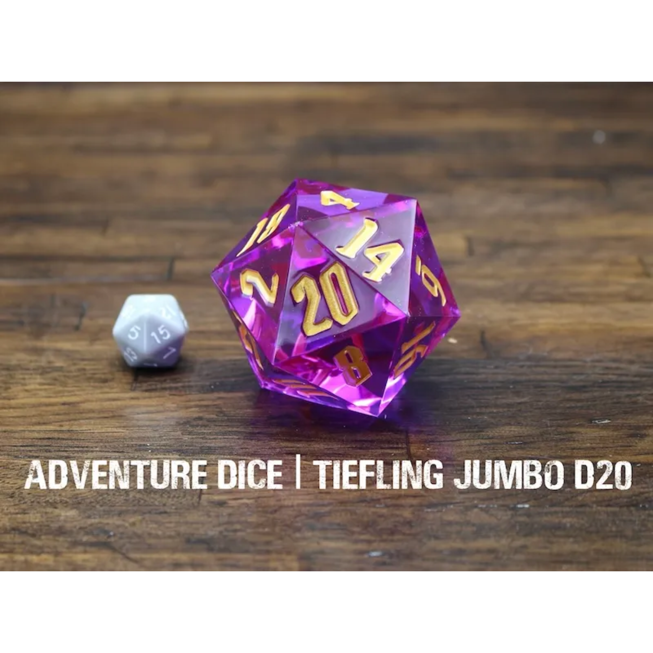 Tiefling Jumbo Purple/Gold Translucent d20 Adventure Dice