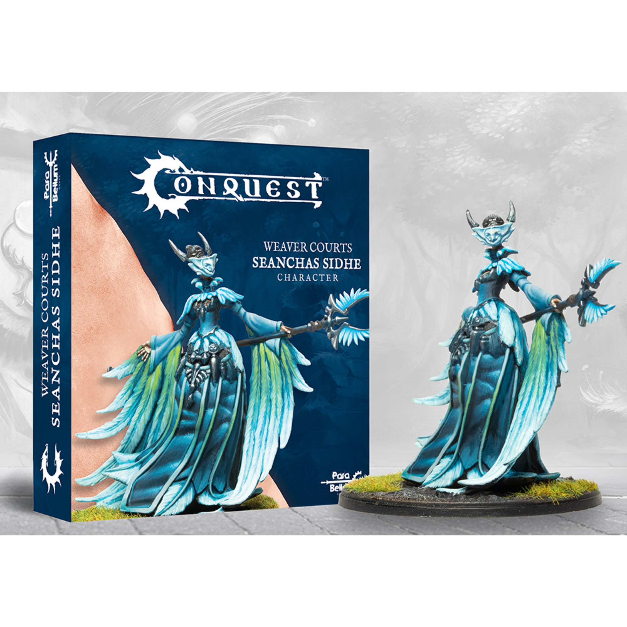 Weaver Courts Seanchas Sidhe Character Miniature and box cover
