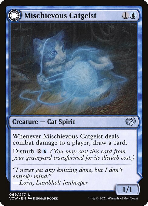Mischievous Catgeist // Catlike Curiosity (69) [Innistrad: Crimson Vow]