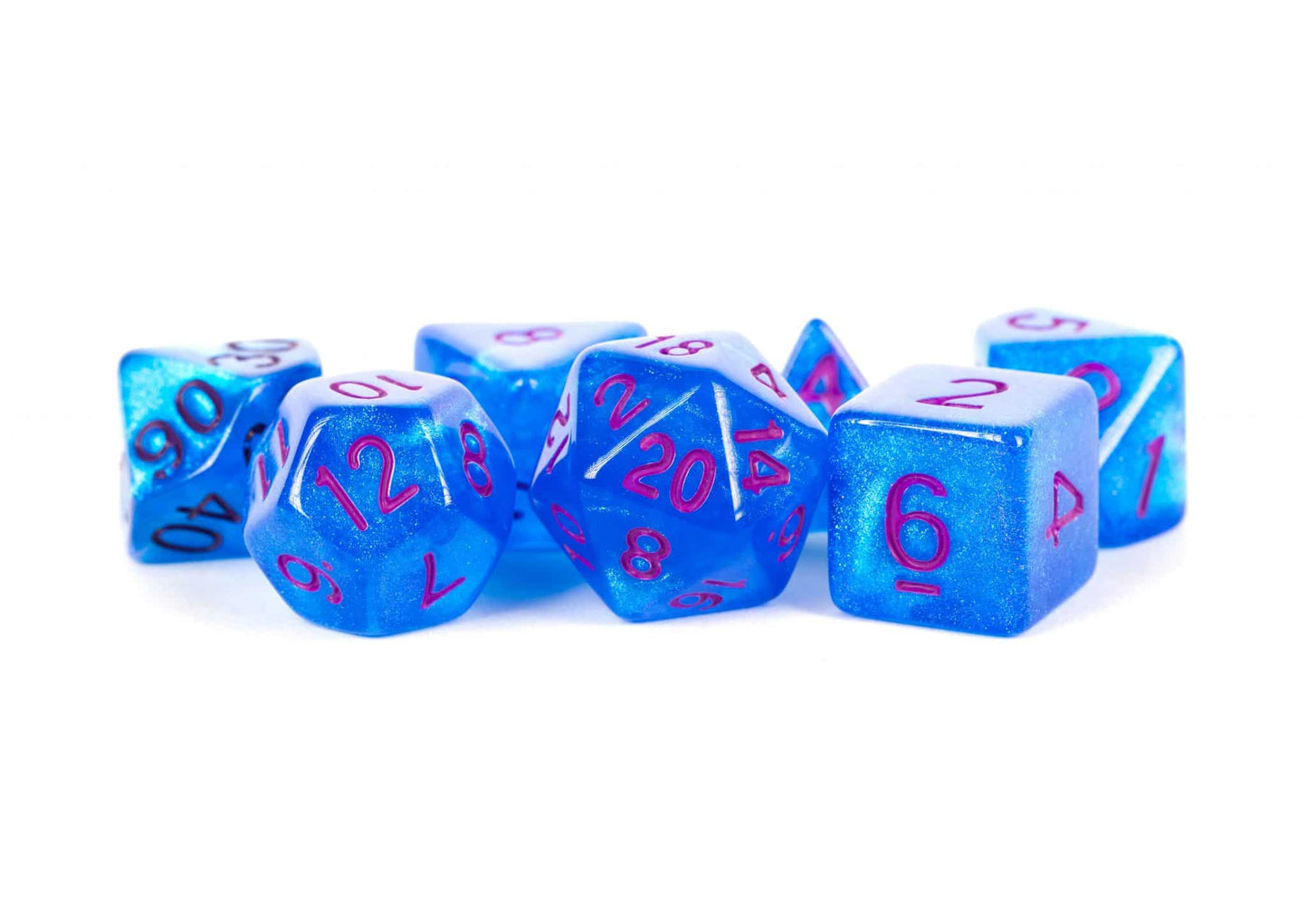 Stardust Blue w/ Purple Numbers Polyhedral Dice Set image 0