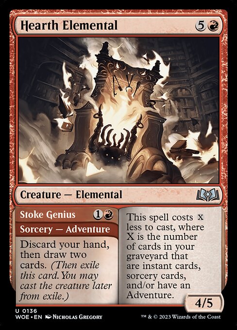 Hearth Elemental // Stoke Genius (136) [Wilds of Eldraine]