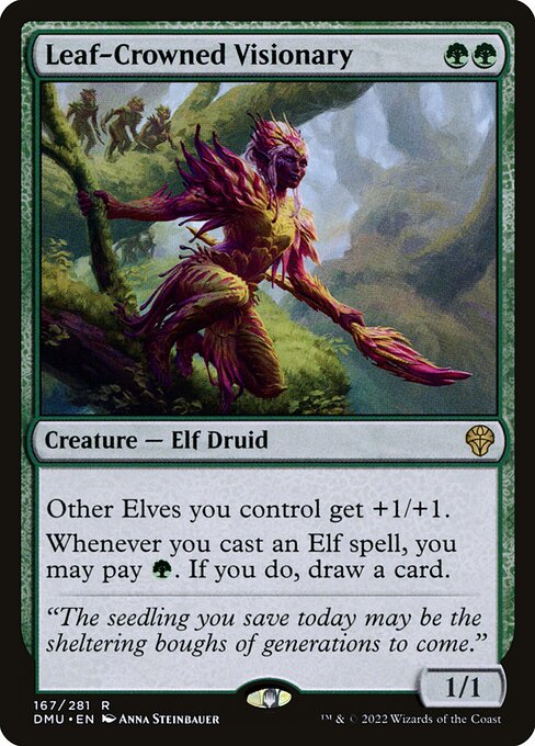 Leaf-Crowned Visionary (167) [Dominaria United]