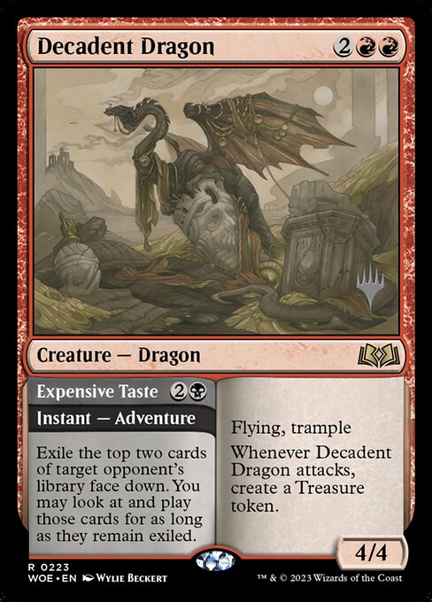 Decadent Dragon // Expensive Taste (223p) [Wilds of Eldraine Promos]