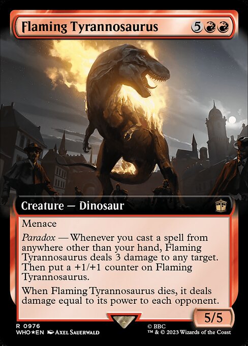 Flaming Tyrannosaurus (976) [Doctor Who] [Extended Art]