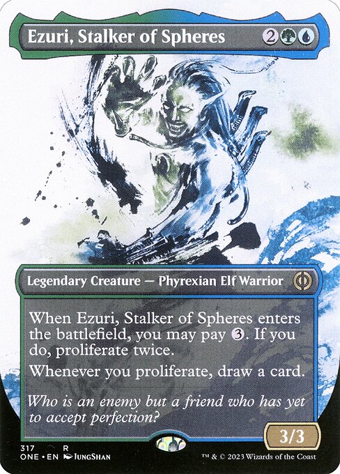 Ezuri, Stalker of Spheres (317) [Phyrexia: All Will Be One] [Showcase, Borderless]