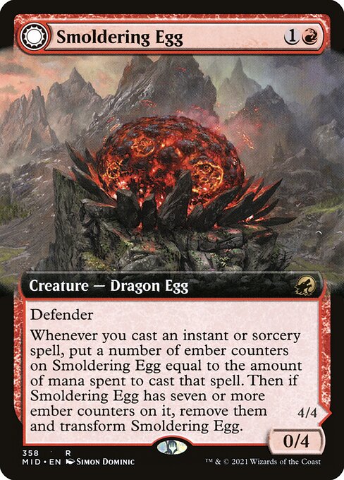 Smoldering Egg // Ashmouth Dragon (358) [Innistrad: Midnight Hunt] [Extended Art]