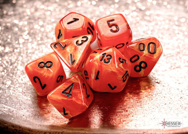 CHX20433 Mini Vortex Orange/Black 7pc Polyhedral Dice Set image 0