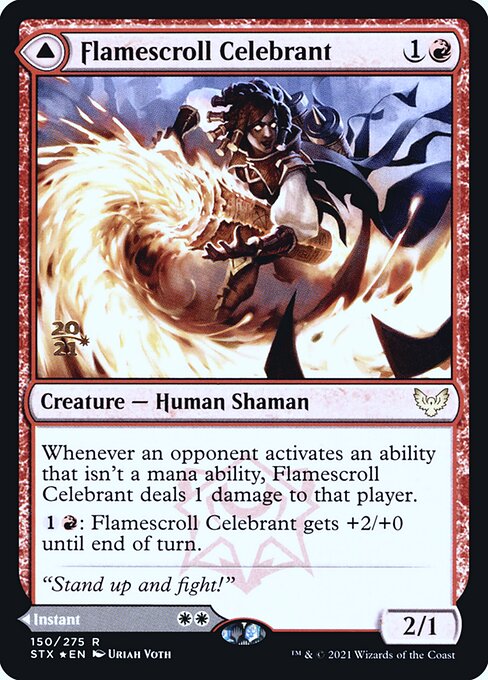 Flamescroll Celebrant // Revel in Silence (150s) [Strixhaven: School of Mages Promos]