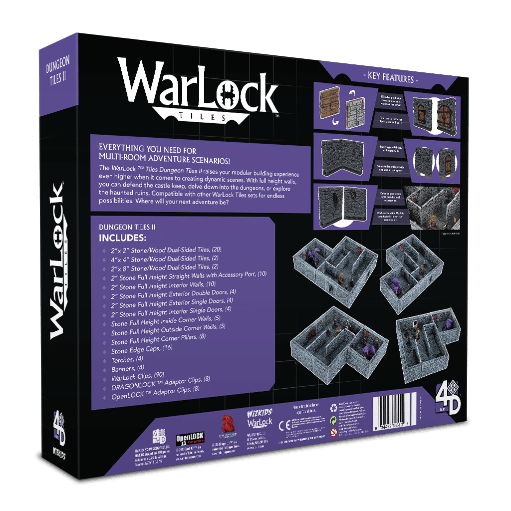 WarLock Tiles: Dungeon Tiles II – Full Height Stone Walls image 5