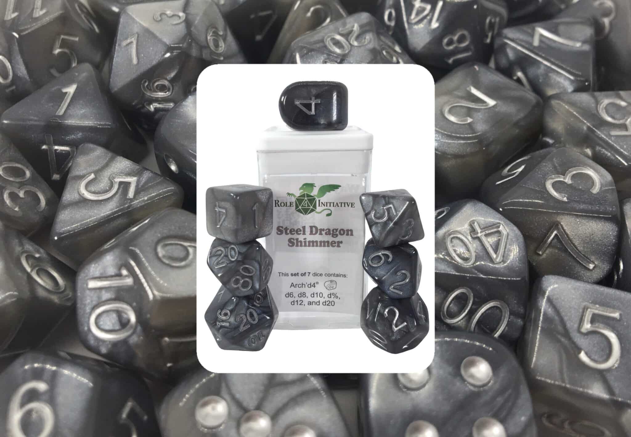 Role 4 Initiative Steel Dragon Shimmer Set of 7 image 0