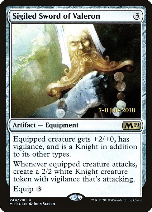 Sigiled Sword of Valeron (244s) [Core Set 2019 Promos]