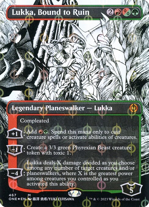 Lukka, Bound to Ruin (467) [Phyrexia: All Will Be One] [Showcase, Borderless]