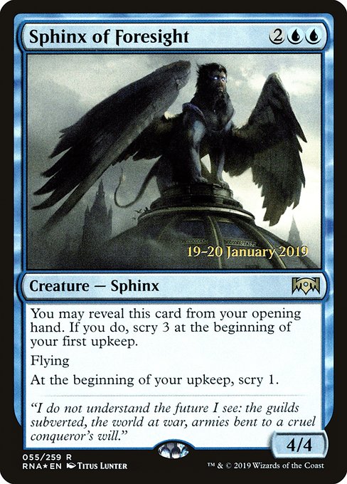 Sphinx of Foresight (55s) [Ravnica Allegiance Promos]