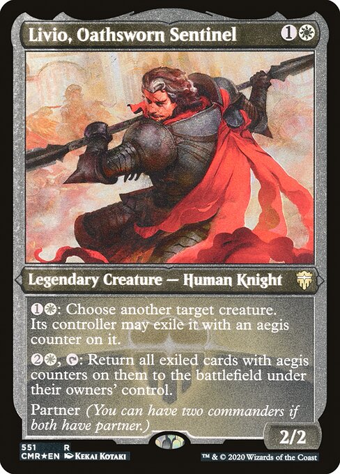 Livio, Oathsworn Sentinel (551) [Commander Legends] [Etched]