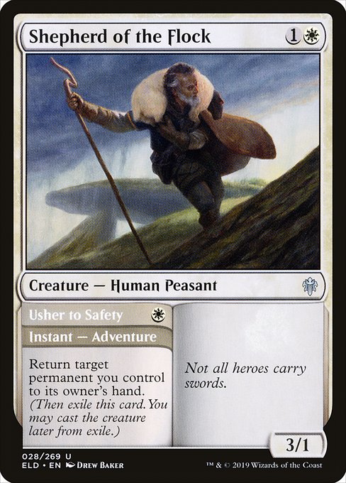Shepherd of the Flock // Usher to Safety (28) [Throne of Eldraine]