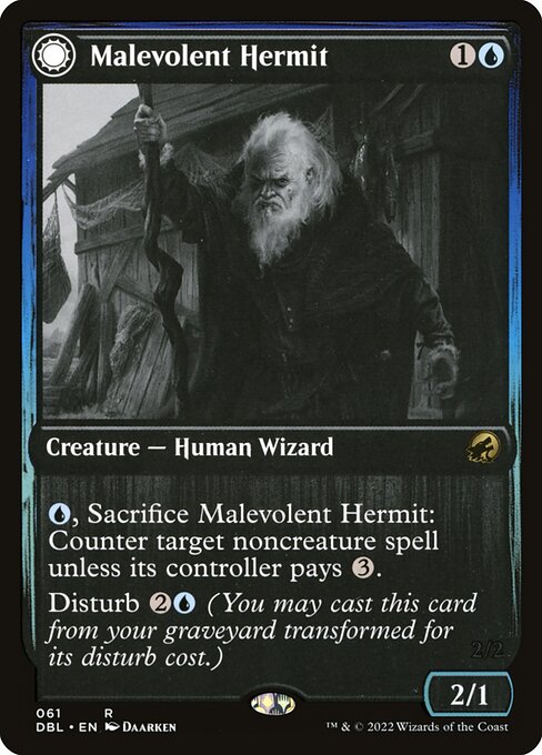 Malevolent Hermit // Benevolent Geist (61) [Innistrad: Double Feature]