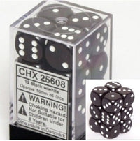 CHX25608 12d6 Black/White 12mm Dice image 0
