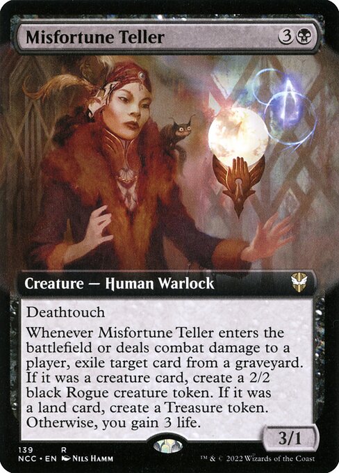 Misfortune Teller (139) [New Capenna Commander] [Extended Art]
