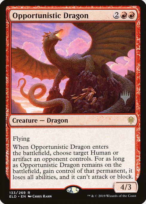 Opportunistic Dragon (133p) [Throne of Eldraine Promos]