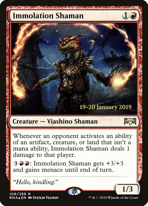 Immolation Shaman (106s) [Ravnica Allegiance Promos]