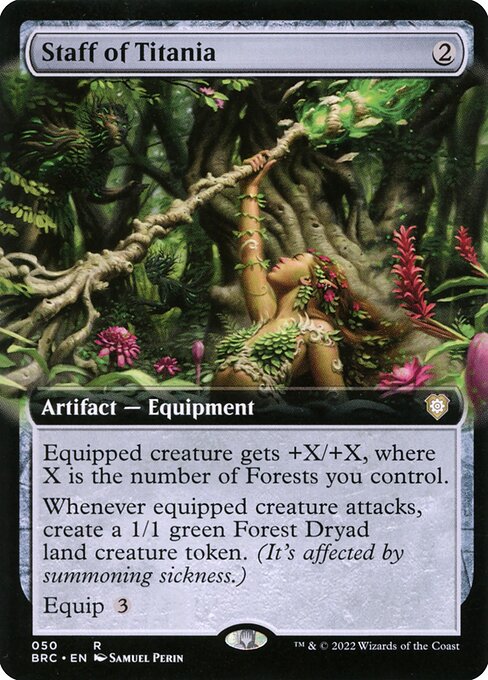 Staff of Titania (50) [The Brothers' War Commander] [Extended Art]